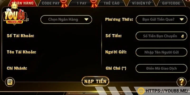 Nạp tiền You88 nhanh chóng và trực quan tại hệ thống cá cược